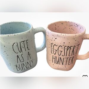 Rae Dunn Artisan Collection Mugs Cute As A Bunny & Eggspert Hunter Speckled